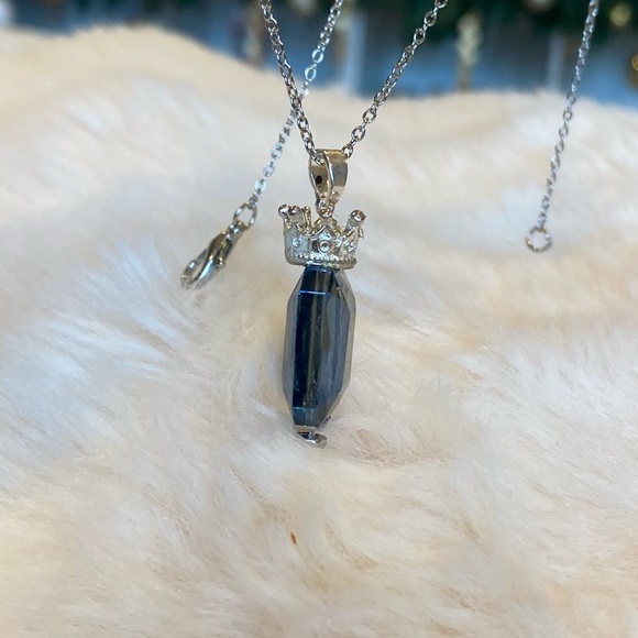 Blue TOPAZ CRYSTAL STERLING Silver and Blue Pendant Necklace - Picture 6 of 8